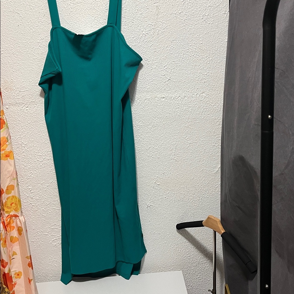 Chic Teal Midi Dress with Straps